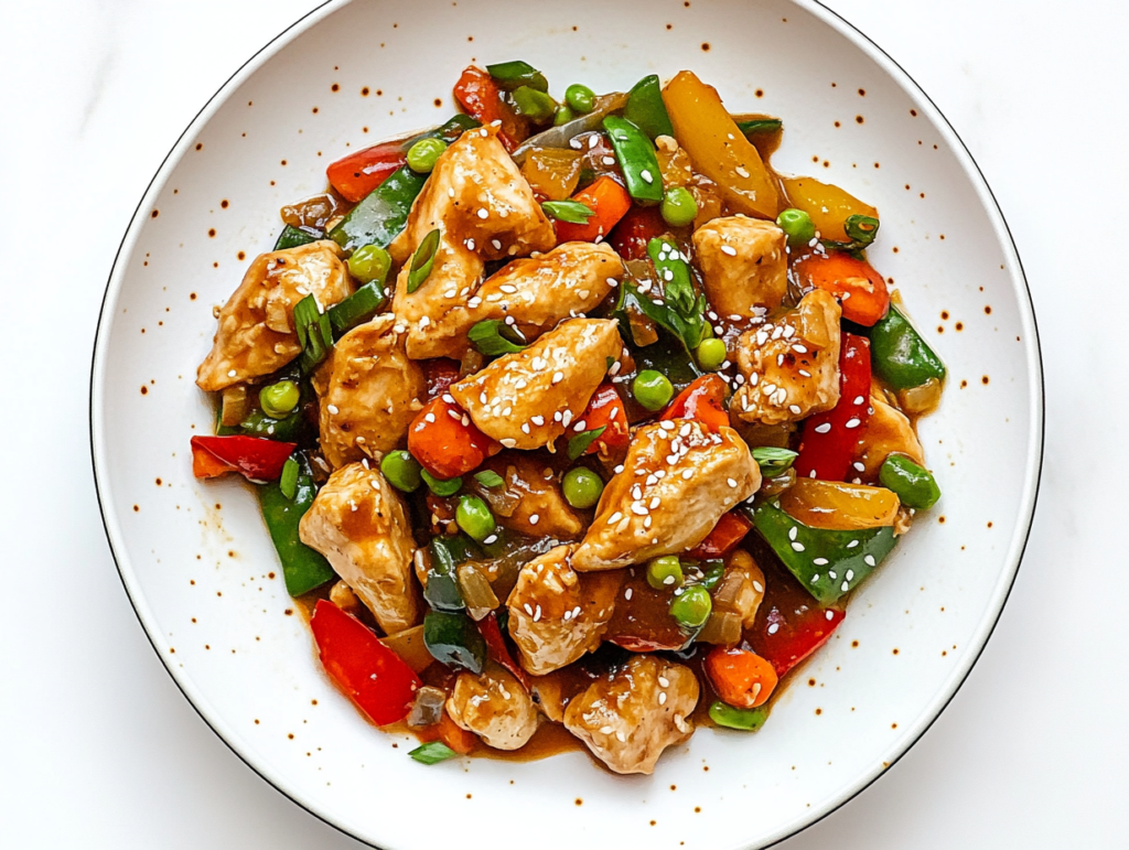 u8973865871 Quick chicken stir fry on a white plate colorful 9d58b037 ed00 4528 82b4 f88a3e017fe8 3