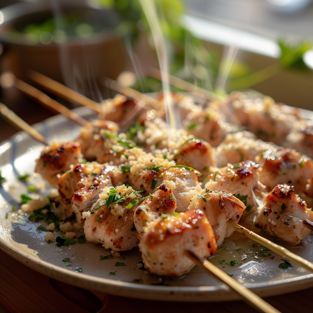 Garlic Parmesan Chicken Skewers