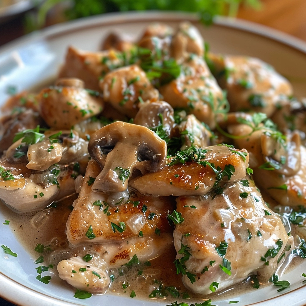 Chicken with Garlic Mushroom Sauce