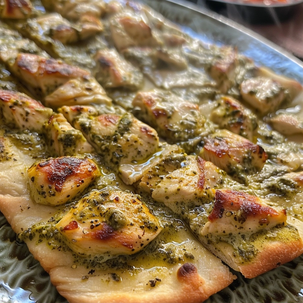 Pesto Chicken Flatbread Recipe: A Flavorful Crispy Feast for the Senses