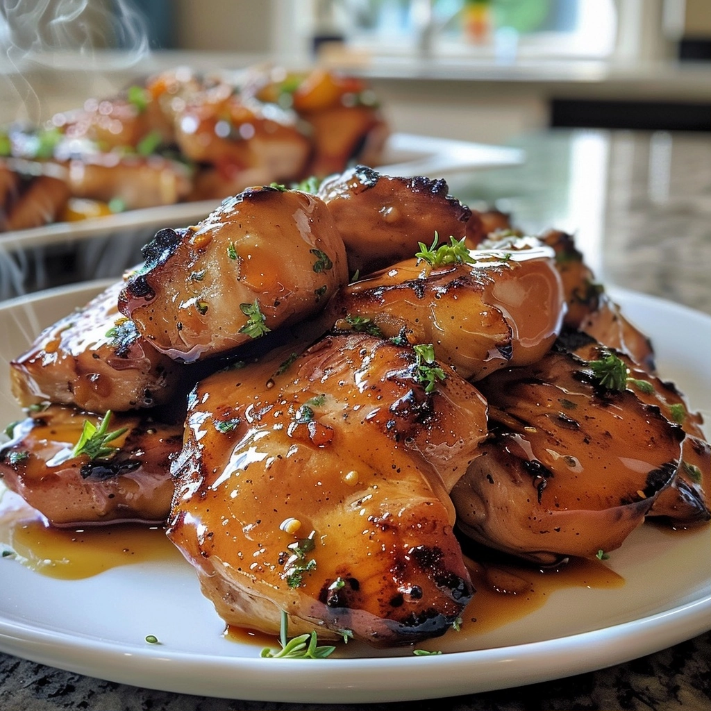Sticky Grilled Chicken with Peach Glaze