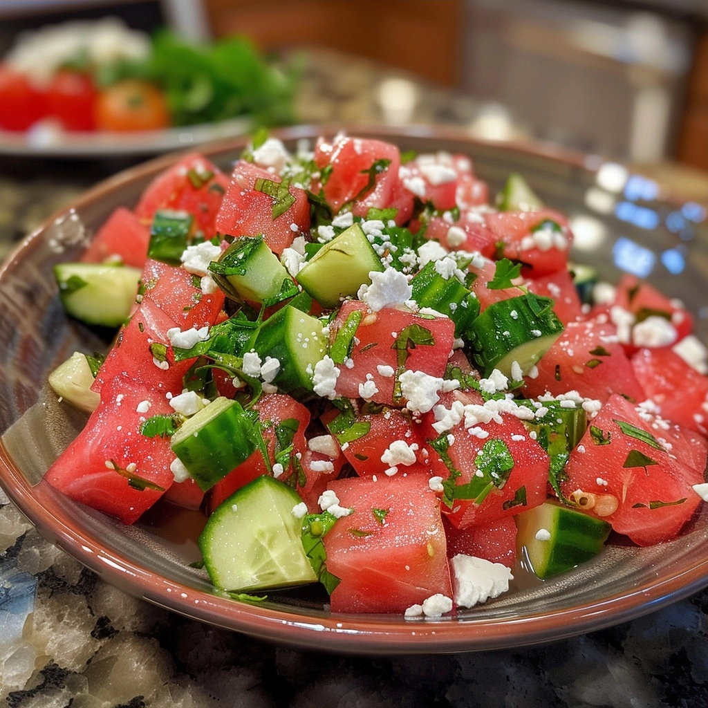 Watermelon Salad with Cucumber and Feta 3 image 1780437929787