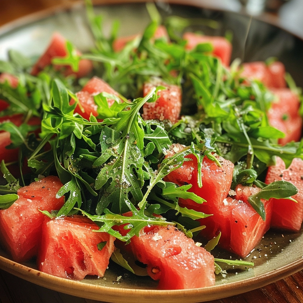 Fresh Watermelon Arugula Salad for Summer!