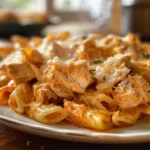 Easy Buffalo Chicken Pasta Bake with Mozzarella Topping