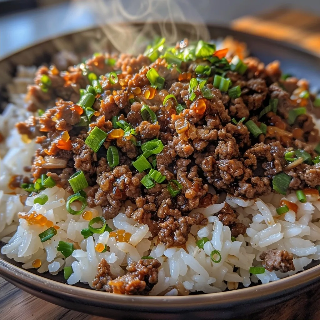 Crispy Honey Garlic Ground Beef Rice Bowl Recipe