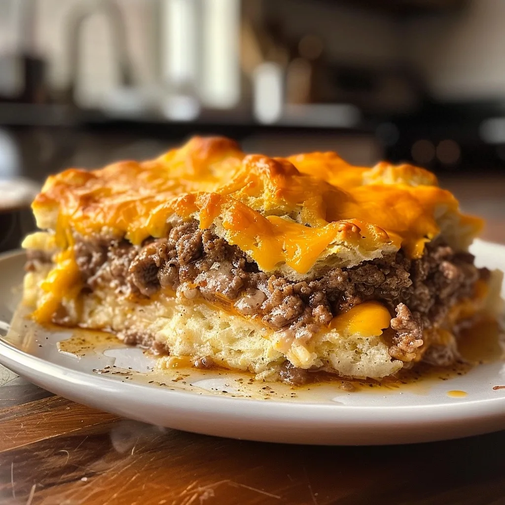 Ultimate Cheesy Ground Beef Biscuit Bake