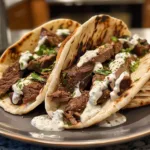 Greek Spiced Beef Pitas with Creamy Feta Sauce Recipe
