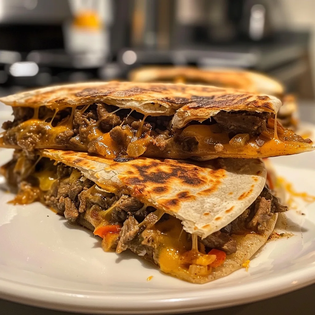 15-Minute Cheesy Beef Quesadillas