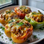 Cheesy Ground Beef Stuffed Bell Peppers