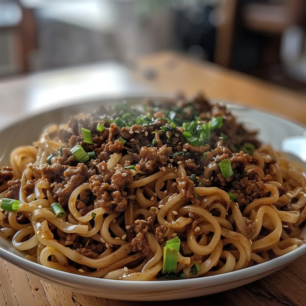 Easy Mongolian Ground Beef Noodles