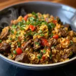 One-Pot Cheesy Cajun Beef Rice
