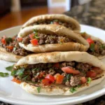 25-Min Mediterranean Ground Beef Pitas