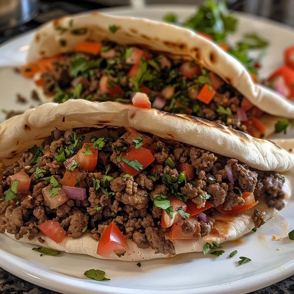 25-Min Mediterranean Ground Beef Pitas