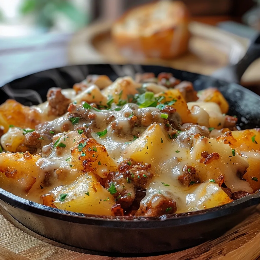 One-Pan Cheesy Meat & Potato Skillet