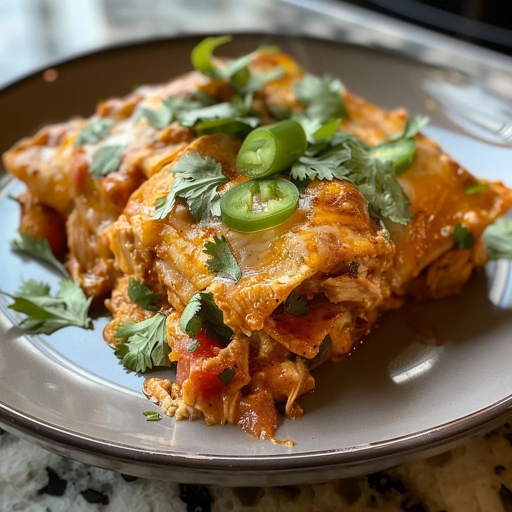 Crockpot Chicken Enchilada Casserole Recipe