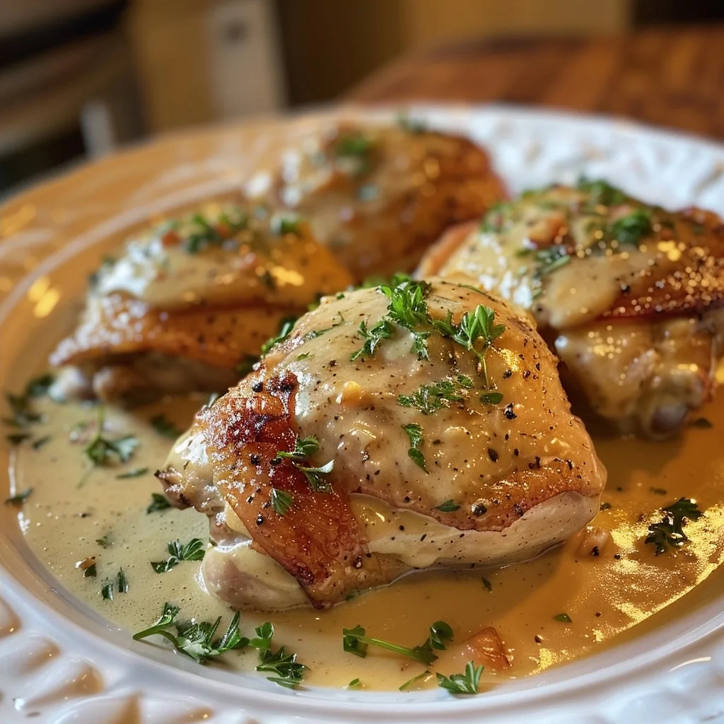 Crockpot Chicken Thighs with Creamy Gravy