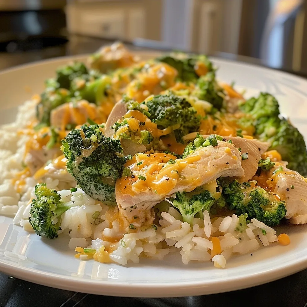 Crockpot Broccoli Cheddar Chicken and Rice for Families