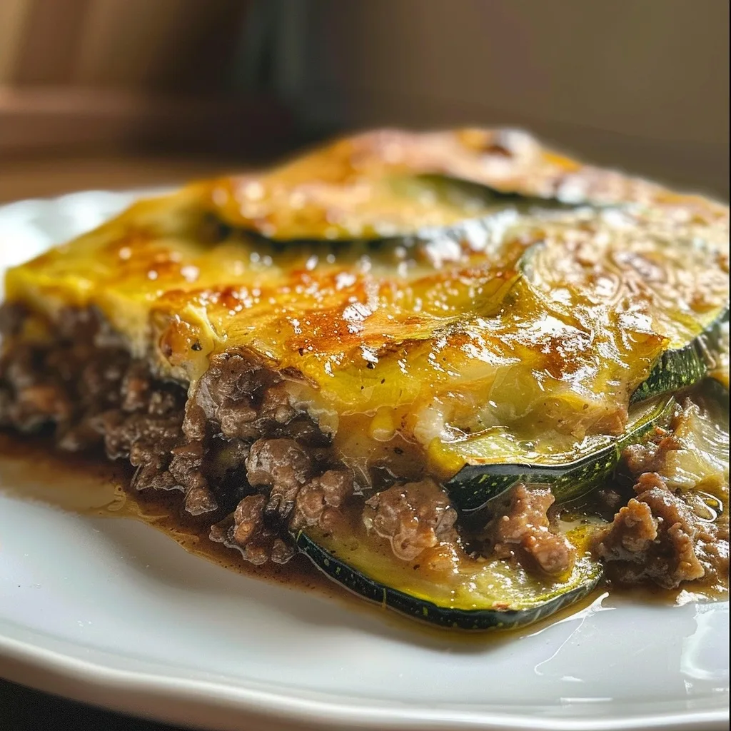 Cheesy Ground Beef Zucchini Casserole