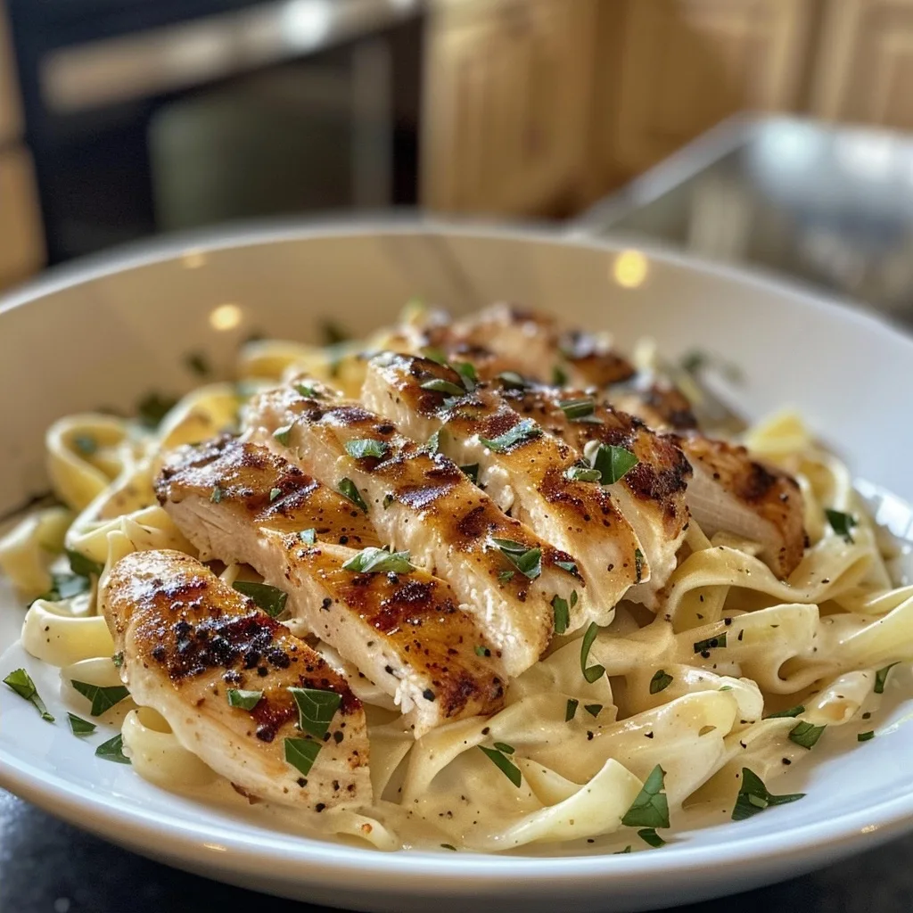High Protein Grilled Chicken Alfredo