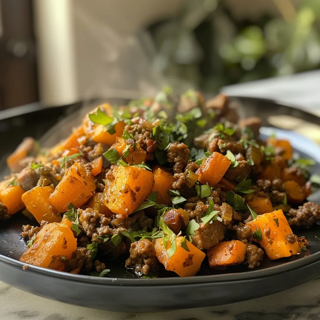 Sweet Potato Ground Beef Skillet