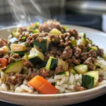 Budget Ground Beef Zucchini Rice Skillet