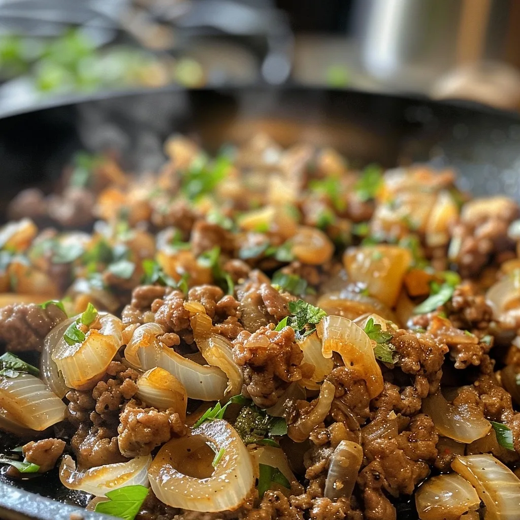 Quick Ground Beef Onion Skillet