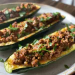 Easy Ground Beef Zucchini Boats