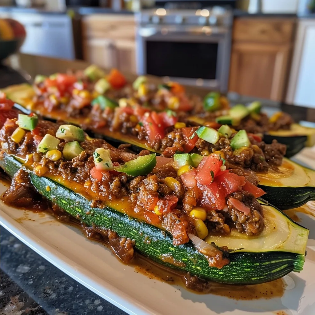 Taco Stuffed Zucchini Boats Recipe