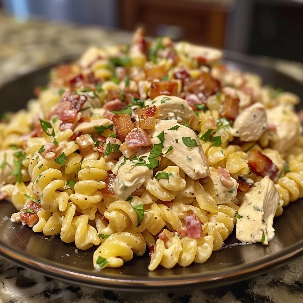 Family Favorite Chicken Turkey-Bacon Ranch Pasta Salad