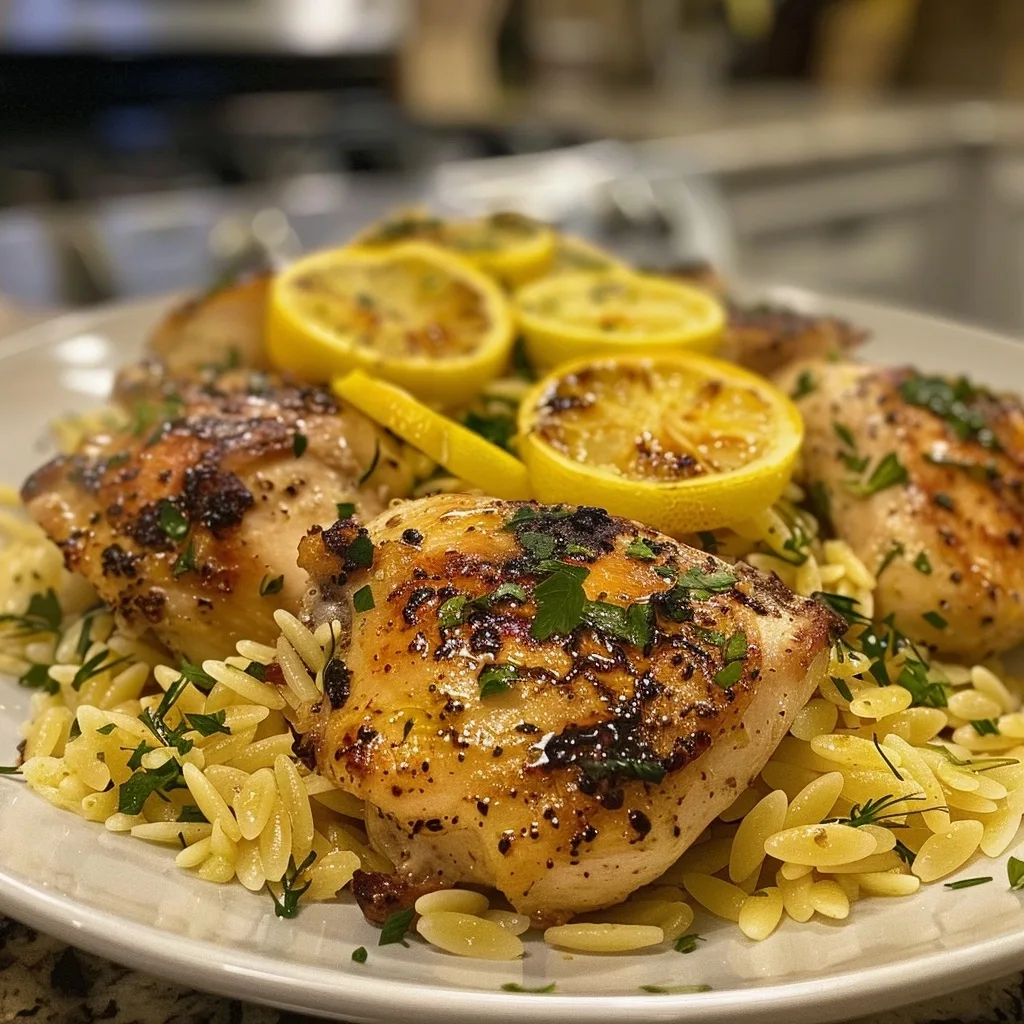 Greek Lemon Chicken and Orzo Dinner