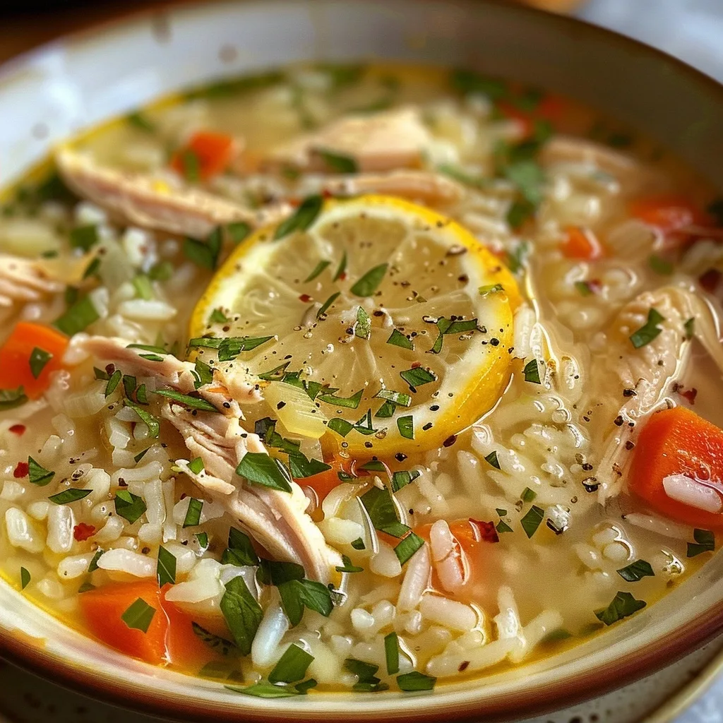 Healthy Lemon Chicken Rice Soup Recipe
