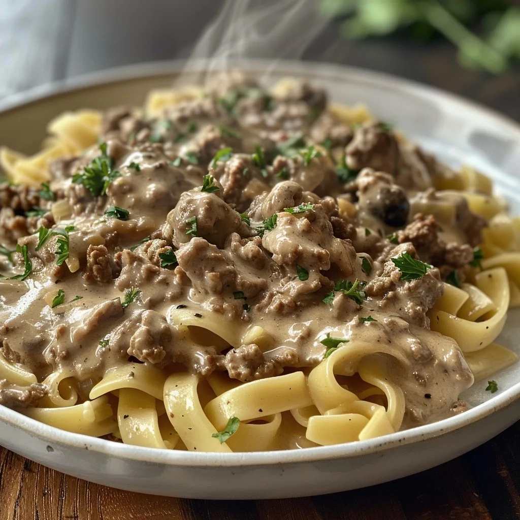 Easy Ground Beef Stroganoff Dinner