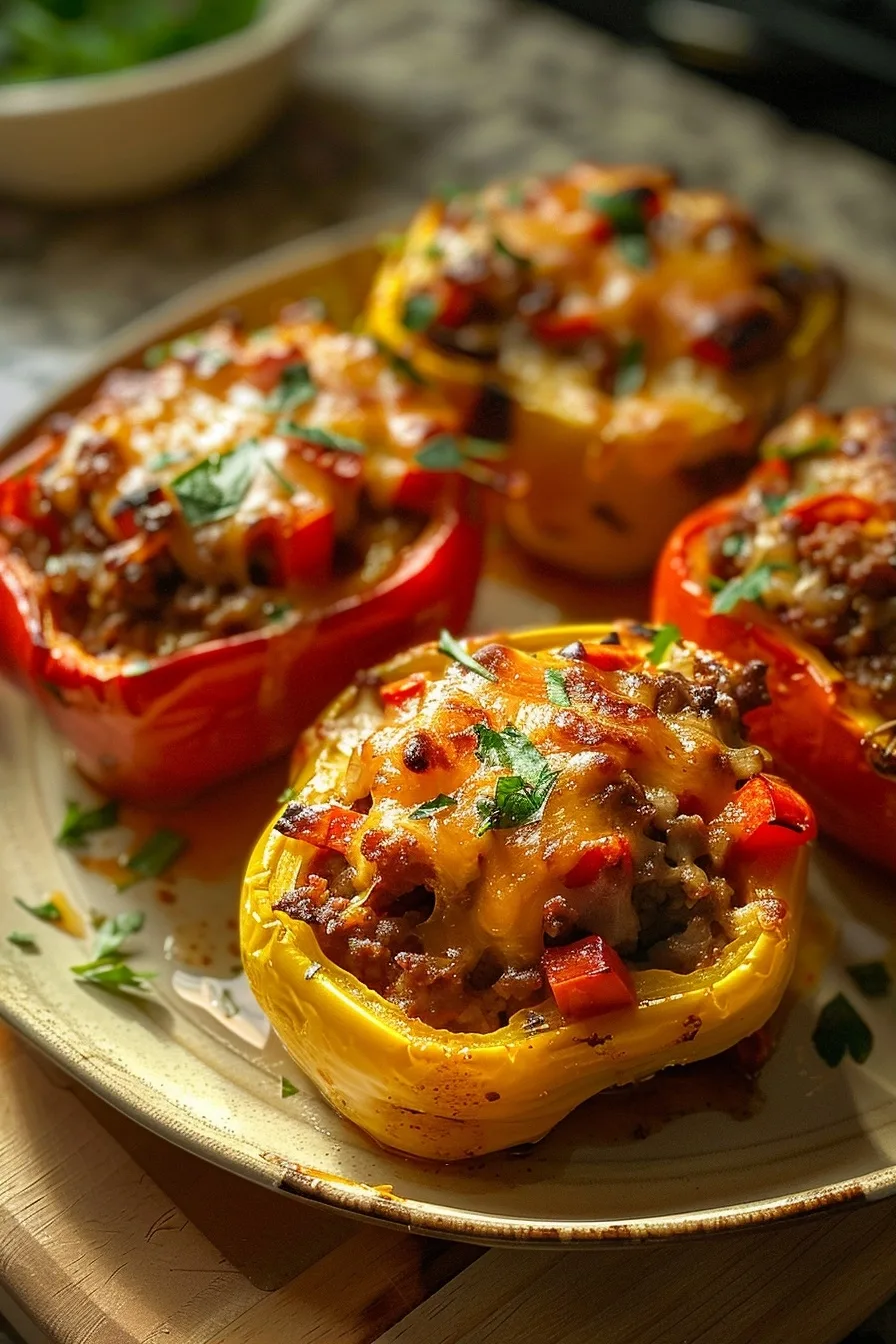 Cheesy Ground Beef Stuffed Bell Peppers 4 image 1784135608587