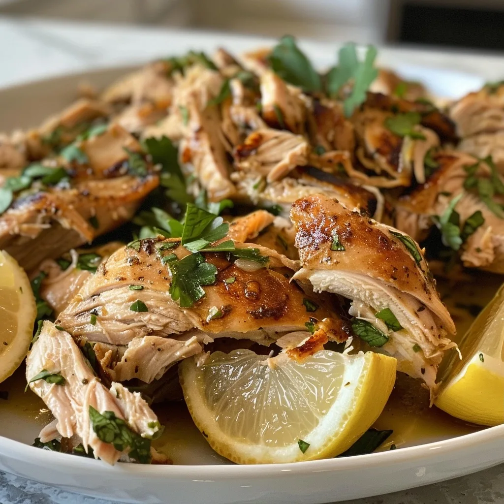 Lemon Herb Shredded Chicken | Easy Crockpot Meal | Healthy