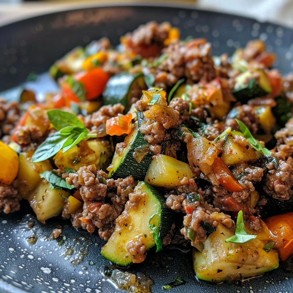 Ground Beef & Zucchini Skillet | August Veggie Meal | Fast