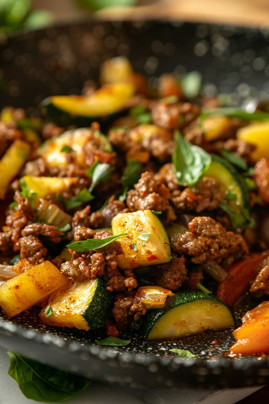 Ground Beef & Zucchini Skillet | August Veggie Meal | Fast 4 image 1784382051483