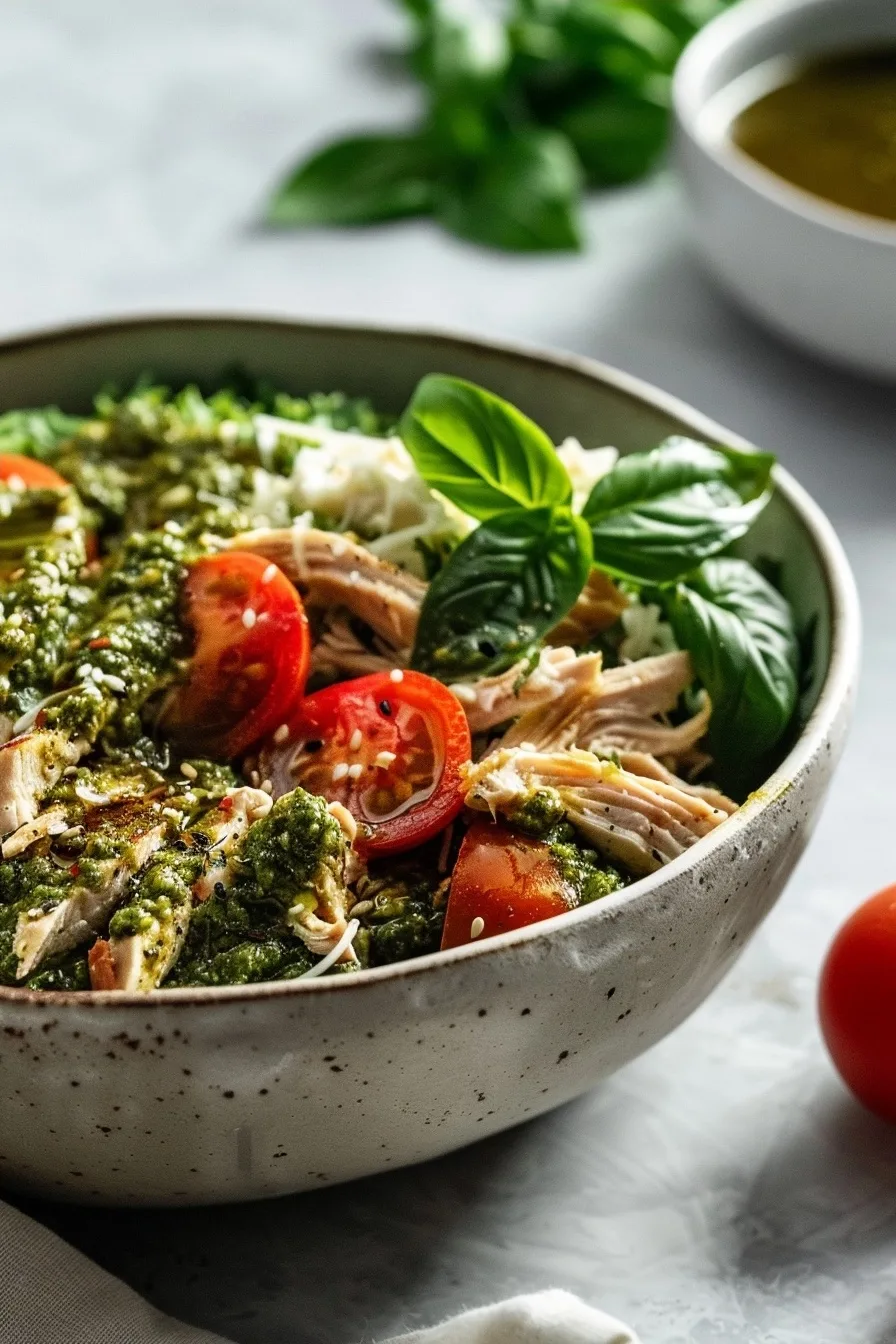 Healthy Shredded Chicken Pesto Bowl | 15-Minute Dinner | Fresh 4 image 1784554194610