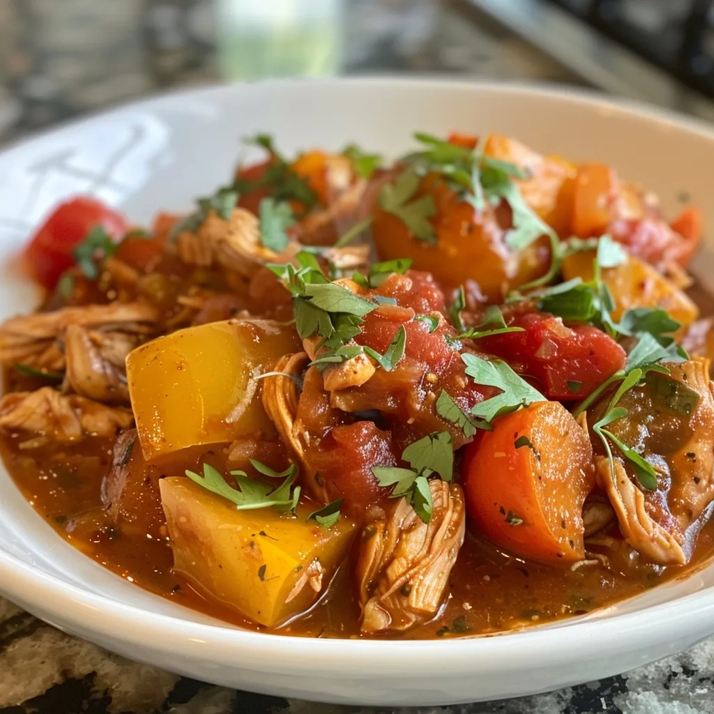 Healthy Crockpot Chicken & Tomato Stew | August Fresh Dinner | Fast