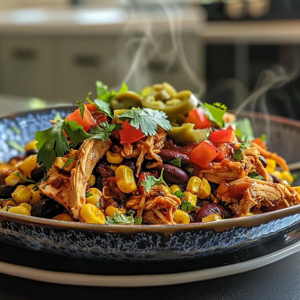 30-Minute BBQ Shredded Chicken Skillet with Corn and Black Beans