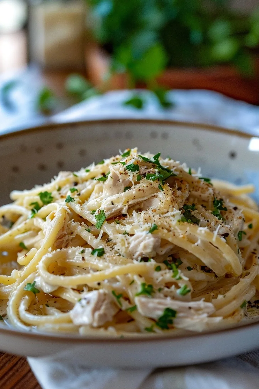 Creamy Garlic Parmesan Shredded Chicken Pasta 1 image 1784645613745