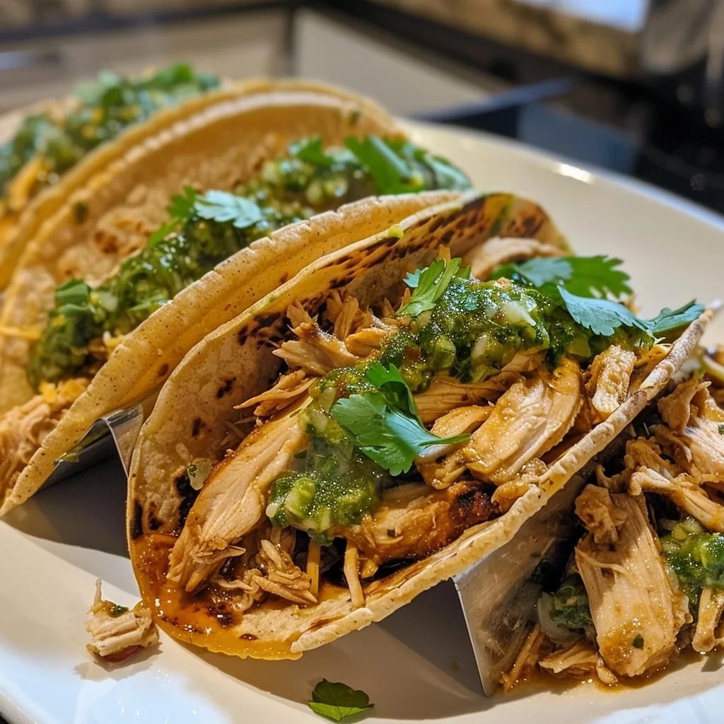 Instant Pot Salsa Verde Shredded Chicken Tacos