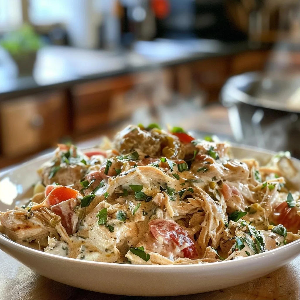 30-Minute Creamy Tuscan Shredded Chicken Skillet
