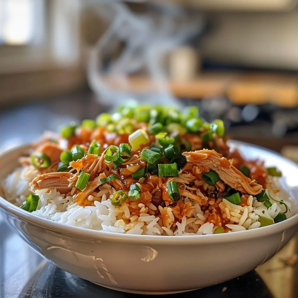 Quick Sweet and Sour Shredded Chicken Rice Bowls