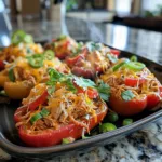 30-Minute Southwest Shredded Chicken Stuffed Peppers