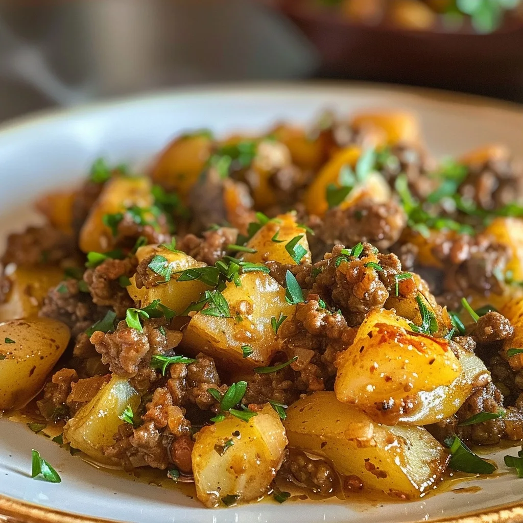 Cheesy Ground Beef Potato Skillet Recipe