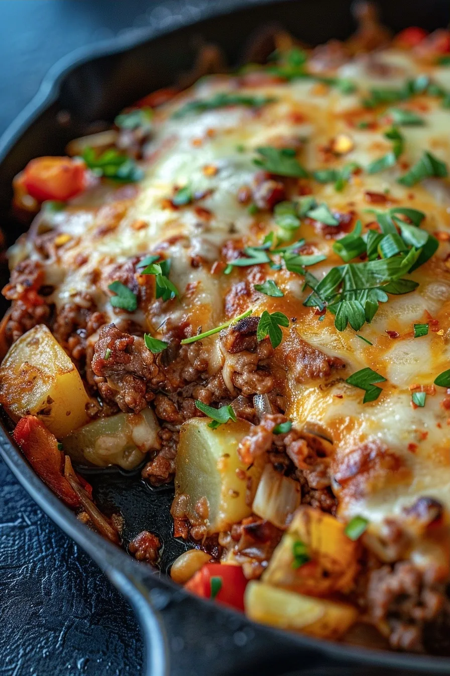 Cheesy Ground Beef Potato Skillet Recipe 4 image 1784828148928