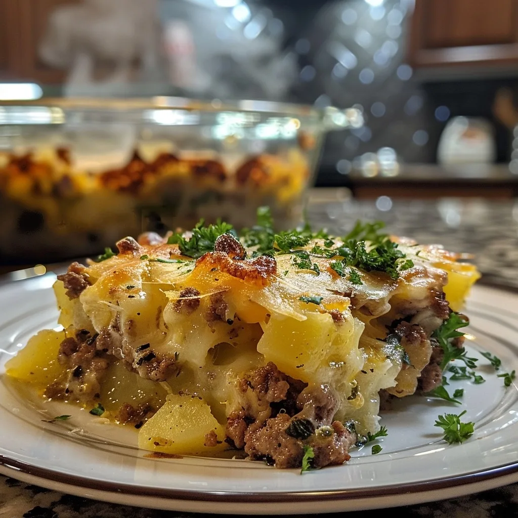 Cheesy Hamburger Potato Casserole Recipe