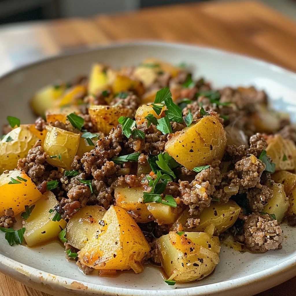 One Skillet Ground Beef and Potatoes