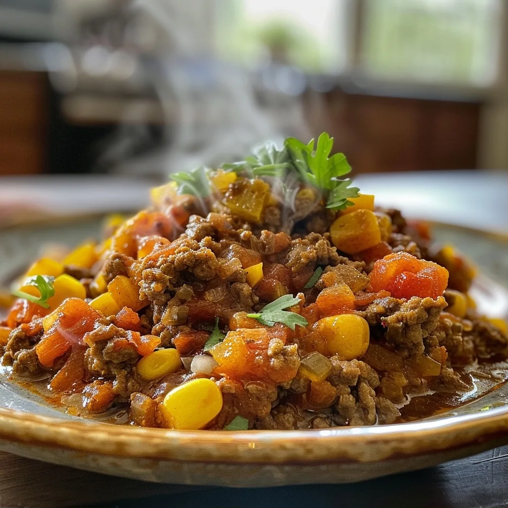 Slow Cooker Cowboy Ground Beef Casserole